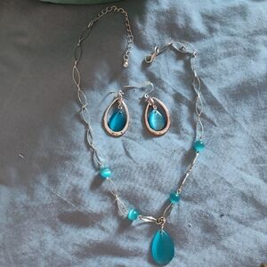 Elegant Silver and Blue Jewelry Set